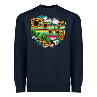 Navy America Map Sunflower Cactus Serape Heavyweight Sweatshirt - RanaPortraitStore