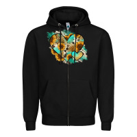 Black Leopard Sunflower Cowhide Glitter Heart Zipper Hoodie - Jasminsmagicworld