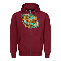 Burgundy Leopard Sunflower Cowhide Glitter Heart Zipper Hoodie - Jasminsmagicworld