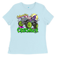 Baby Blue Monster Crusher Ladies Tee - CowhideDigitalArt