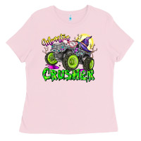 Bubblegum Pink Monster Crusher Ladies Tee - CowhideDigitalArt