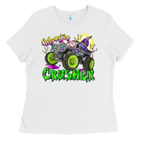 White Monster Crusher Ladies Tee - CowhideDigitalArt