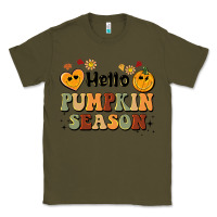 Army Green hello pumpkin season Classic Tee - BarkalooDesign