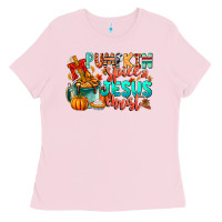 Bubblegum Pink Pumpkin pie Jesus Christ Ladies Tee - CowhideDigitalArt