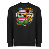 Black Arkansas Map Sunflower Cactus Serape Heavyweight Sweatshirt - RanaPortraitStore