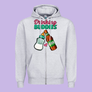 Drinking Buddies Zipper Hoodie Designed By Jasminsmagicworld