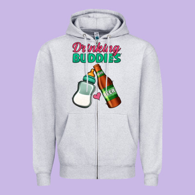 Drinking Buddies Zipper Hoodie Designed By Jasminsmagicworld