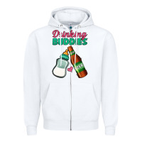 White Drinking Buddies Zipper Hoodie - Jasminsmagicworld