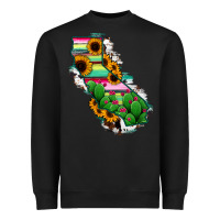 Black California Map Sunflower Cactus Serape Heavyweight Sweatshirt - RanaPortraitStore