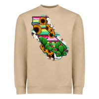 Mushroom California Map Sunflower Cactus Serape Heavyweight Sweatshirt - RanaPortraitStore