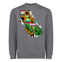 Storm California Map Sunflower Cactus Serape Heavyweight Sweatshirt - RanaPortraitStore