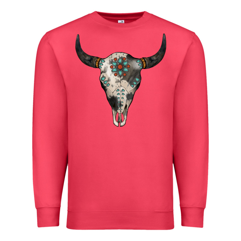 Cowhide Bull Skull Premium Sweatshirt by Jasminsmagicworld | Teevron