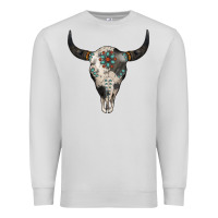 Dove Grey Cowhide Bull Skull Premium Sweatshirt - Jasminsmagicworld