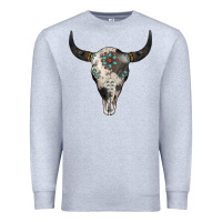 Heather Grey Cowhide Bull Skull Premium Sweatshirt - Jasminsmagicworld