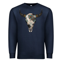 Navy Cowhide Bull Skull Premium Sweatshirt - Jasminsmagicworld