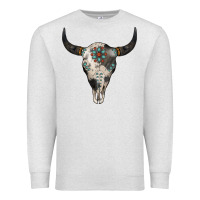 Oatmeal Heather Cowhide Bull Skull Premium Sweatshirt - Jasminsmagicworld