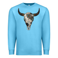 Ocean Blue Cowhide Bull Skull Premium Sweatshirt - Jasminsmagicworld