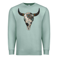 Seafoam Cowhide Bull Skull Premium Sweatshirt - Jasminsmagicworld