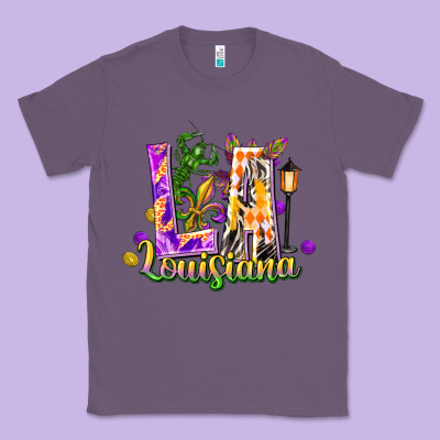 Louisiana La Mardi Gras Classic Tee Designed By Fadigitalartstudio