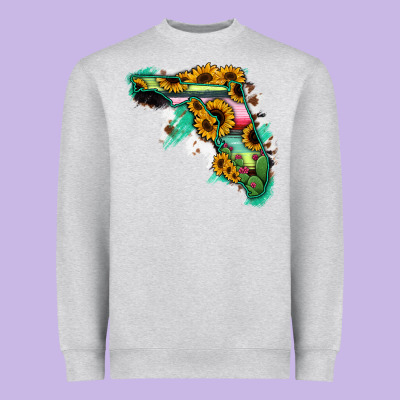 Florida Map Sunflower Cactus Serape Heavyweight Sweatshirt Designed By Ranaportraitstore