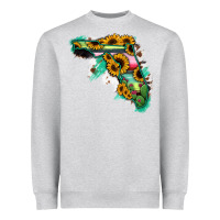 Heather Grey Florida Map Sunflower Cactus Serape Heavyweight Sweatshirt - RanaPortraitStore