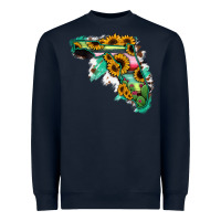 Navy Florida Map Sunflower Cactus Serape Heavyweight Sweatshirt - RanaPortraitStore