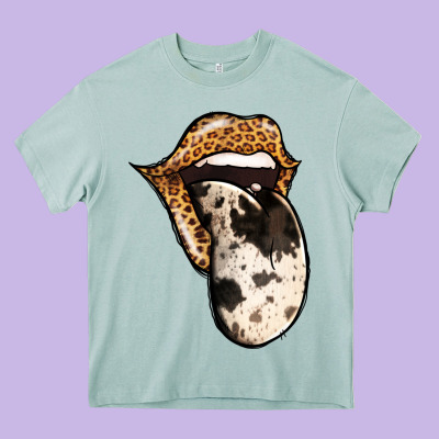 Western Leopard Cowhide Tongue Heavy Core Tee Designed By Jasminsmagicworld