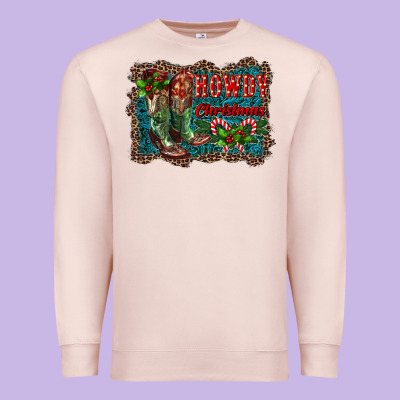 Howdy Christmas Boots Premium Sweatshirt Designed By Ranaportraitstore