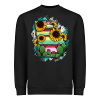 Black Georgia Map Sunflower Cactus Serape Heavyweight Sweatshirt - RanaPortraitStore