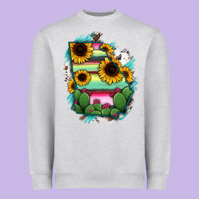 Georgia Map Sunflower Cactus Serape Heavyweight Sweatshirt Designed By Ranaportraitstore