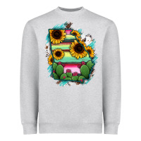 Heather Grey Georgia Map Sunflower Cactus Serape Heavyweight Sweatshirt - RanaPortraitStore