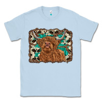 Dusty Blue highland cow western background Classic Tee - RanaPortraitStore