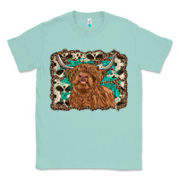 Seafoam highland cow western background Classic Tee - RanaPortraitStore