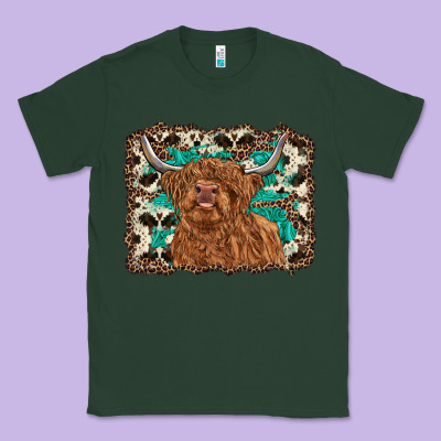 Highland Cow Western Background Classic Tee Designed By Ranaportraitstore