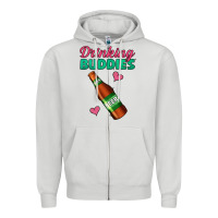 Dove Grey Drinking Buddies Zipper Hoodie - Jasminsmagicworld