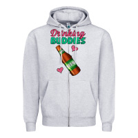 Heather Grey Drinking Buddies Zipper Hoodie - Jasminsmagicworld