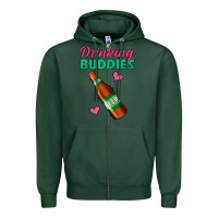 Sports Green Drinking Buddies Zipper Hoodie - Jasminsmagicworld