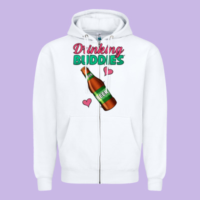 Drinking Buddies Zipper Hoodie Designed By Jasminsmagicworld
