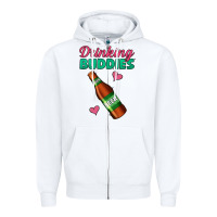 White Drinking Buddies Zipper Hoodie - Jasminsmagicworld