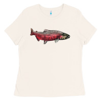 Bone Chinook Salmon Fish Illustrations Ladies Tee - LillyAllenDesigns