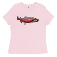 Bubblegum Pink Chinook Salmon Fish Illustrations Ladies Tee - LillyAllenDesigns