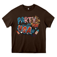 Chocolate Brown Party in the USA Heavy Core Tee - FaDigitalArtStudio