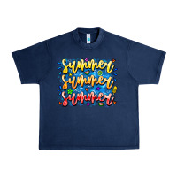 Navy Summer Summer Summer Urban Heavy Tee - CowhideDigitalArt