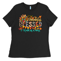 Black Thankful Blessed Kind Of Mess Ladies Tee - CowhideDigitalArt