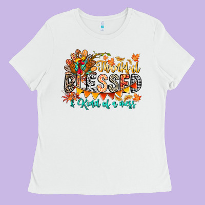 Thankful Blessed Kind Of Mess Ladies Tee Designed By Cowhidedigitalart