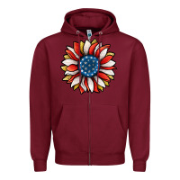 Burgundy Patriotic Sunflower Zipper Hoodie - Jasminsmagicworld