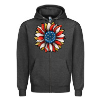 Charcoal Heather Patriotic Sunflower Zipper Hoodie - Jasminsmagicworld