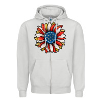 Dove Grey Patriotic Sunflower Zipper Hoodie - Jasminsmagicworld