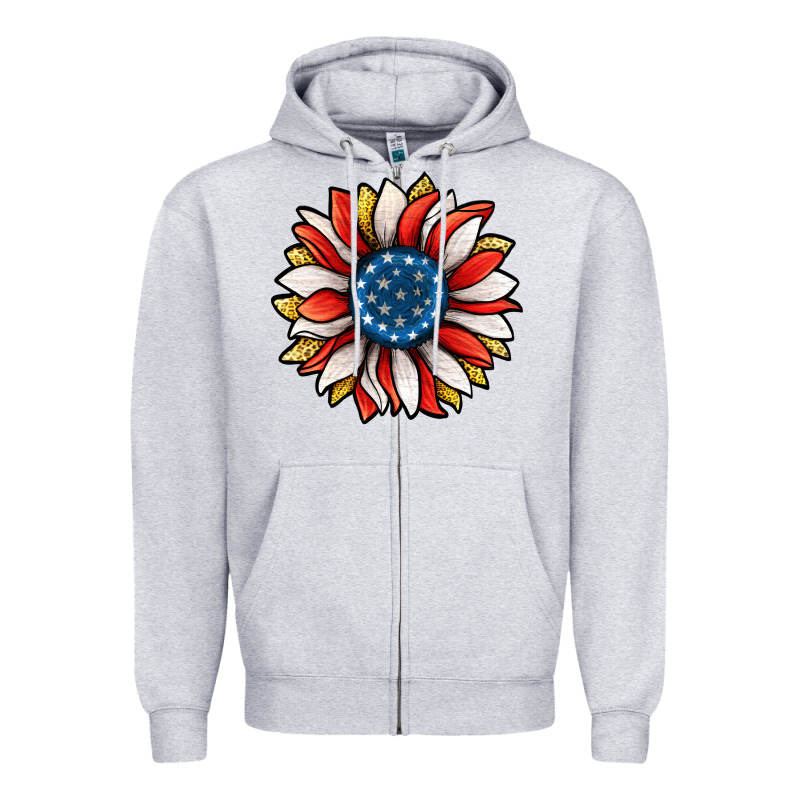 Patriotic Sunflower Zipper Hoodie by Jasminsmagicworld | Teevron