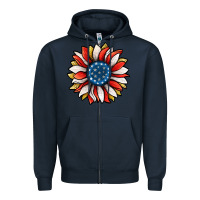 Navy Patriotic Sunflower Zipper Hoodie - Jasminsmagicworld